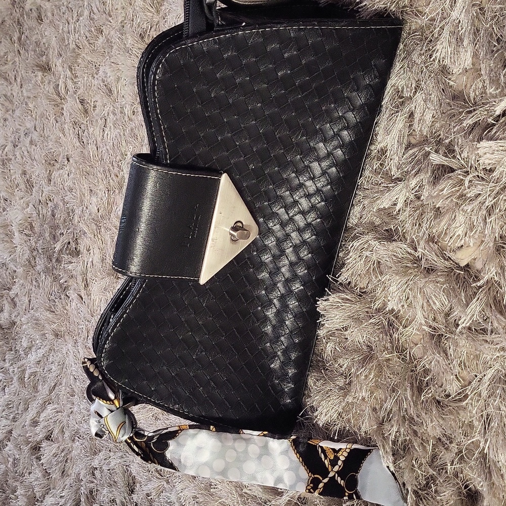 Y2K Vintage PRADA Black Woven Leather Handbag